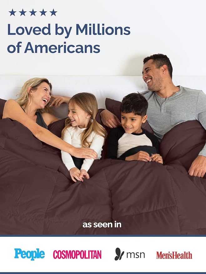 Full Size, Brown/Beige Alternative Down Comforter - Warm, Lightweight & Breathable Hotel Quality Bedding for Men, Women, Kids & Teens - All Season Oversized Cooling Microfiber Duvet Insert Comforter