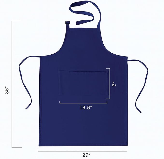 RAJRANG 100% Cotton Cooking Apron with 3 Pockets Kitchen Chef BBQ Adjustable Bib Aprons for Women Men