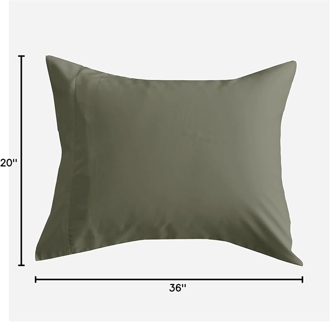 DOZ Pillowcase Set, 100% Viscose derived from Bamboo, Organically Grown, Buttery Soft, Silky, Breathable, Cooling, Oeko-TEX, High GSM, 2-Pack, Envelope Closure (King, Olive)
