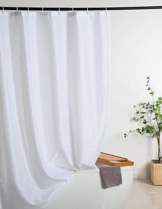 Extra Long Fabric Shower Curtain Liner 72 x 78 Inch, Machine Washable Water-Repellent Solid White Shower Curtain Liner for Bathroom 78 inches Length