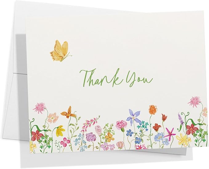 Twigs Quirky Florals Thank You Cards & Notes with Envelopes Set (12 Pack), Thank You Greeting Card, Perfect for Baby Shower, Business & Birthday, & Wedding, Holiday Thank You Cards, Appreciation Gifts