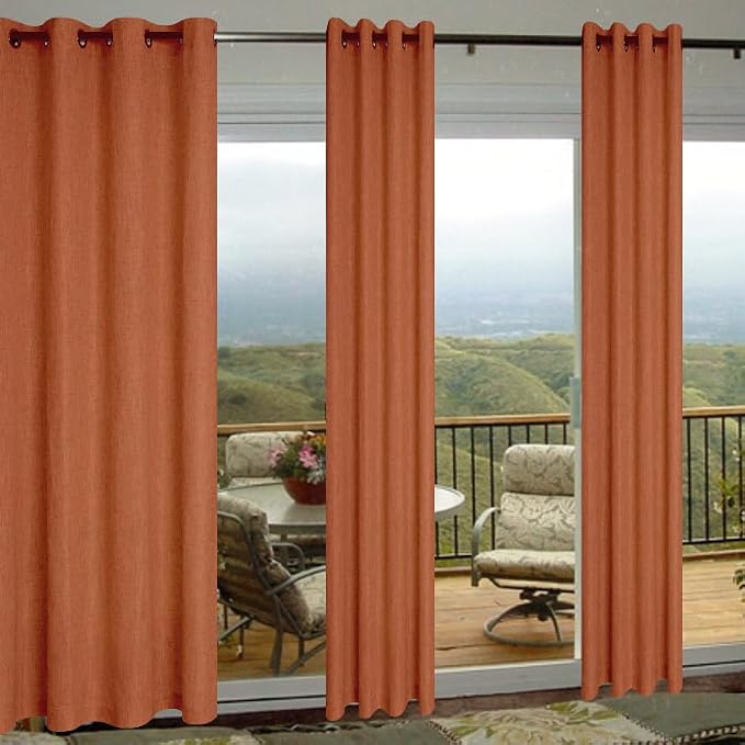 Pitalk Burnt Orange Curtains 96 Inches Long for Living Room 2 Panels Grommet Energy Efficient Drapes Lightweight Sheer Linen Terracotta Colored Curtains for Kids Bedroom Toddler Red Orange 8 FT 52x96