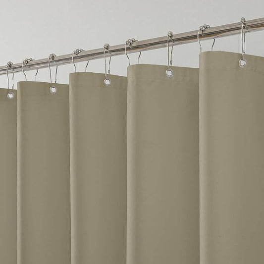 1 Pack Water-Repellent Fabric Shower Curtain Liner - Hotel Quality Machine Washable, 3 Heavy-Duty Magnets with Rustproof Grommets & Weighted Hem, Standard Size 72x72in Khaki