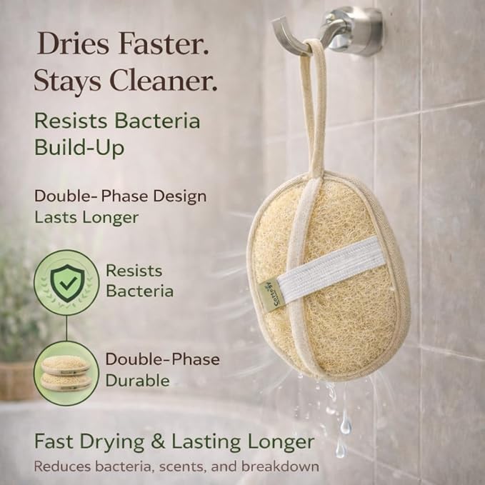 Egyptian Loofah Exfoliating Scrubber - Natural Loofah Exfoliating Body Scrubber - Eco-Friendly Bath & Shower Sponge for Face & Body, 100% Natural, Men & Women - Double face (1, Large)