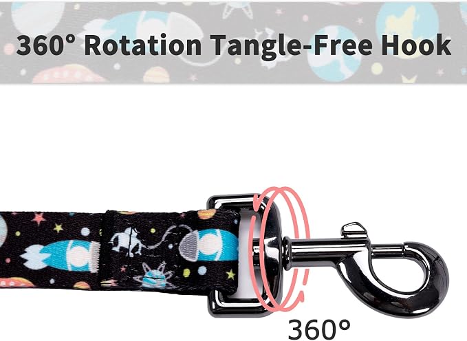 Ihoming Dog Collar and Leash Set for Daily Outdoor Walking Running Training, Space Design for Small Boys Girls Dogs Cats Pets, S-Up to 20LBS
