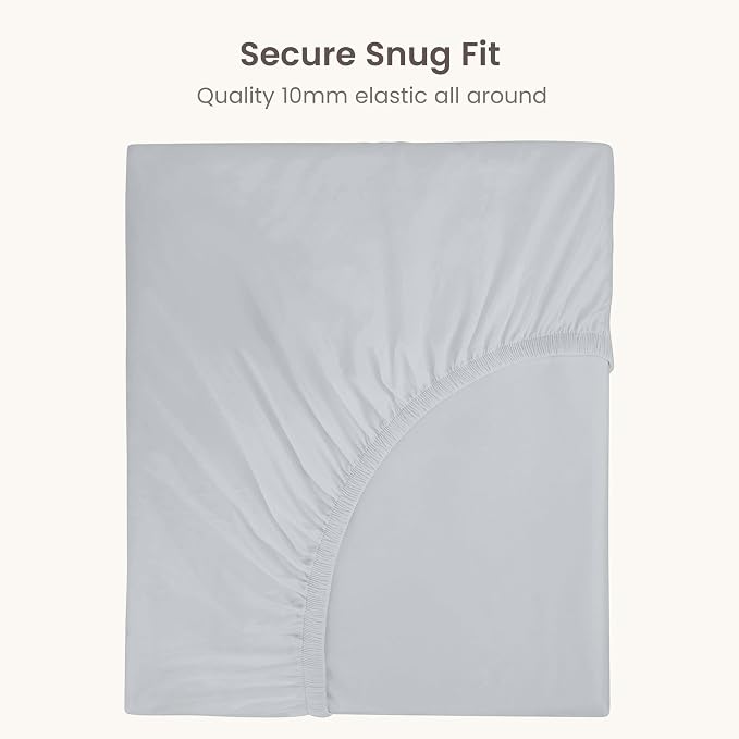 BIOWEAVES 100% Organic Cotton 1 Fitted Sheet Queen Size Only | 300 Thread Count Sateen Weave GOTS Certified with Deep Pocket - Glacier Gray