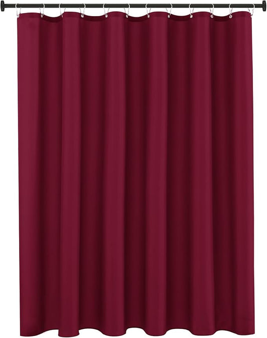 Biscaynebay Quality Fabric Shower Curtain Liners 72 Inch by 72 Inch, Burgundy Water Resistant Bathroom Curtains Rust Resistant Grommets & Weighted Bottom Hem Machine Washable