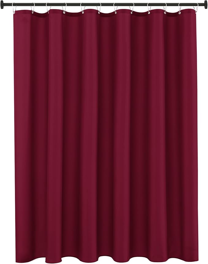 Biscaynebay Extra Long Fabric Shower Curtain Liners 72" Width by 84" Length, Burgundy Water Resistant Bathroom Curtains Rust Resistant Grommets Top Weighted Bottom Machine Washable