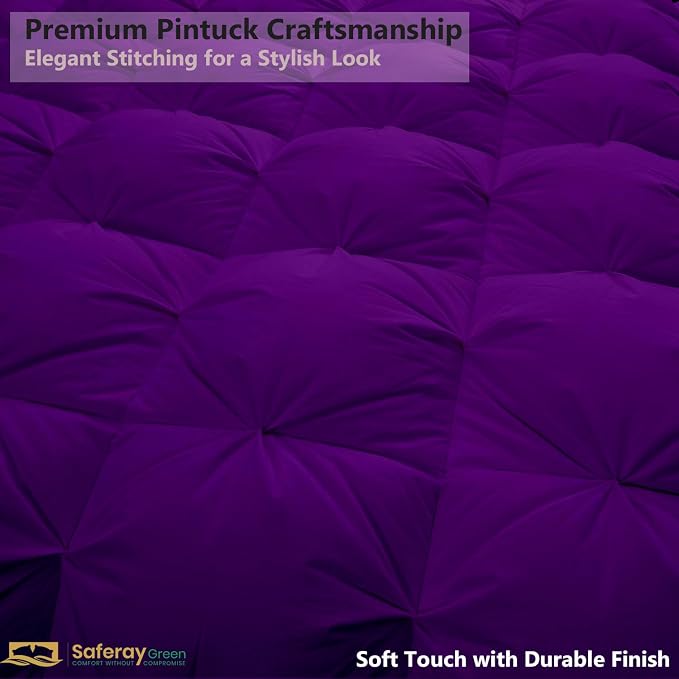 Super King Size Down Alternative Comforter 110x96 Inch Purple – 500 GSM Ultra Soft Breathable, Luxury Pintuck Pinch Pleat, All Season Duvet Insert with Corner Tabs, Machine Washable