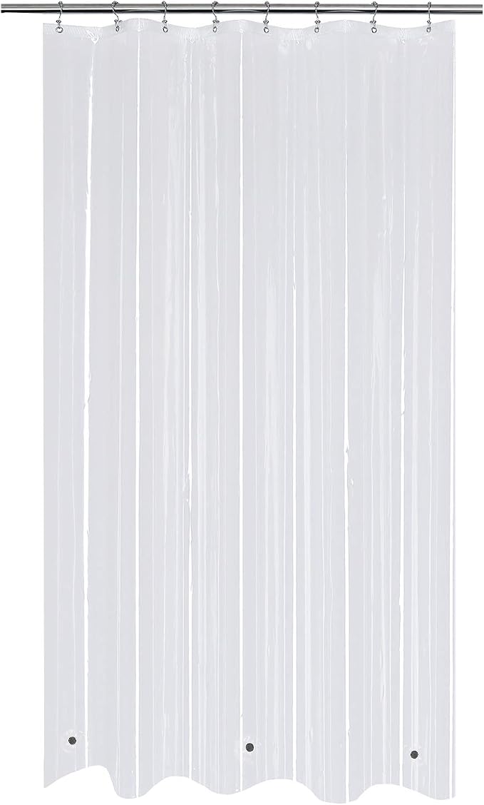 Mrs Awesome Stall Shower Curtain Liner with 3 Magnets 48 x 72 inch, PEVA 8G Thick & Heavy Duty Plastic Shower Curtain for Bathroom, Waterproof, 48x72, Clear