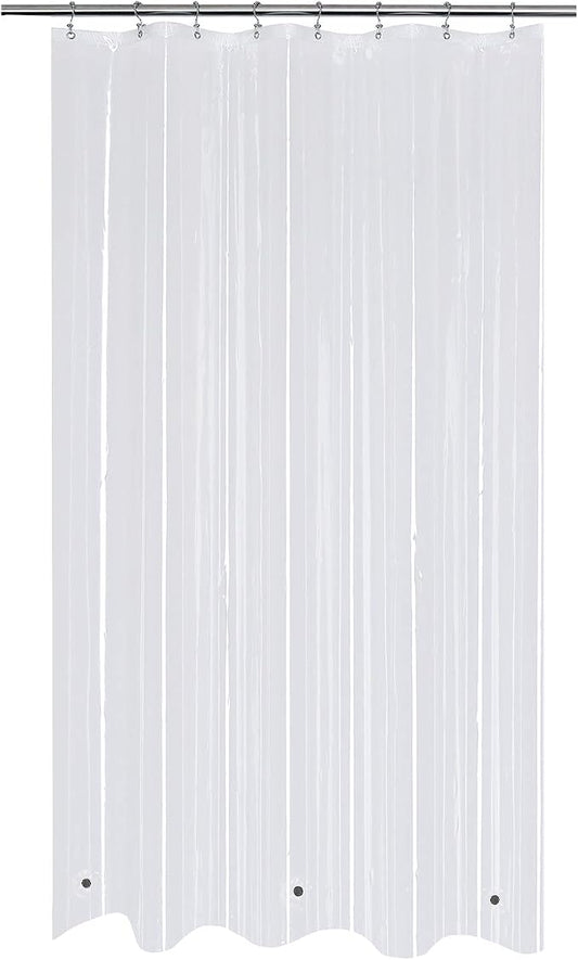 Mrs Awesome Stall Shower Curtain Liner with 3 Magnets 48 x 72 inch, PEVA 8G Thick & Heavy Duty Plastic Shower Curtain for Bathroom, Waterproof, 48x72, Clear