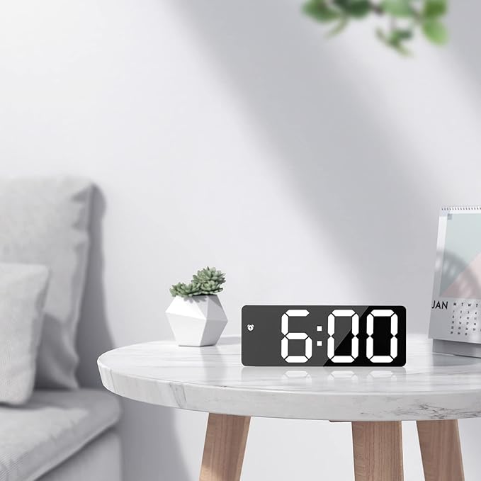 Smart Digital Alarm Clocks for Bedrooms, Big Display Plug in Simple Basic Digital Clock, LED Screen, Snooze, Dimmable, Temperature, Date, Small Electronic Desk Clock for Kitchen Office