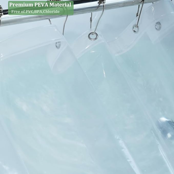 Clear Shower Curtain Liner, 72x72 Waterproof Plastic Shower Liner with 6 Magnets, Lightweight PEVA Shower Curtains for Bathroom, No Smells with Rustproof Grommets (72" W x 72" L)