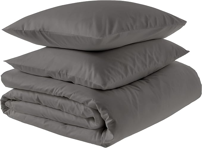 Amazon Aware 100% Organic Cotton 300 Thread Count Duvet Cover Set - Dark Gray, Full/Queen