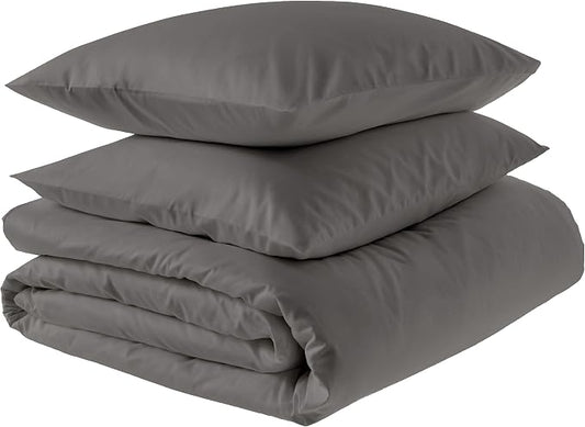 Amazon Aware 100% Organic Cotton 300 Thread Count Duvet Cover Set - Dark Gray, Full/Queen
