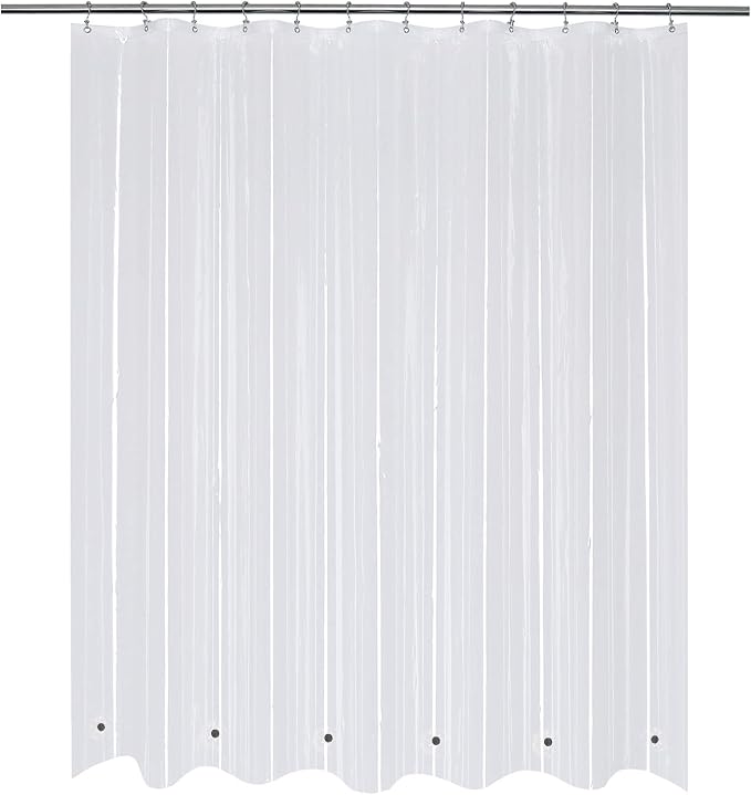Mrs Awesome 72x68 Shorter Shower Curtain Liner with 6 Magnets Clear PEVA Waterproof Plastic Shower Curtain 72 x 68 inches, Clear