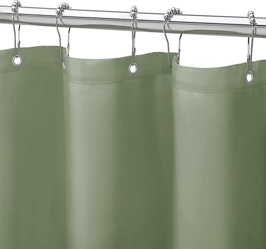 Gibelle Sage Green Fabric Shower Curtain or Liner, 72x72 Waterproof Shower Curtain Liner for Bathroom with Metal Grommets, Soft Cloth & Hotel Quality, Machine Washable
