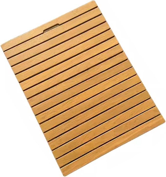 Waterproof Bamboo Bath Mat for Shower, Bathroom Non-Slip Wooden Bath Mat, Solid Wooden Floor Mat for Bathroom, Heavy Duty, for Indoor Outdoor(B,W40xL40cm)
