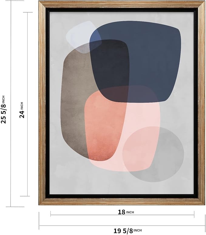Monem Art Pastel Abstract Organic Shapes Print - Scandinavian Minimalist Art Poster - Wall Decor for Living Room, Bedroom or Office - 18x24 Silver Framed CANVAS Wall Art by Mareike Bohmer