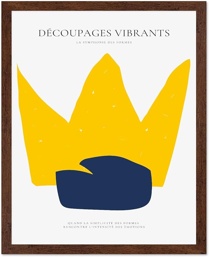Monem Art Minimalist Crown Silhouette Print - Modern Abstract Shape Poster - Wall Decor for Living Room, Bedroom or Office - 8x10 Brown Framed Wall Art by Rs Lab Studio