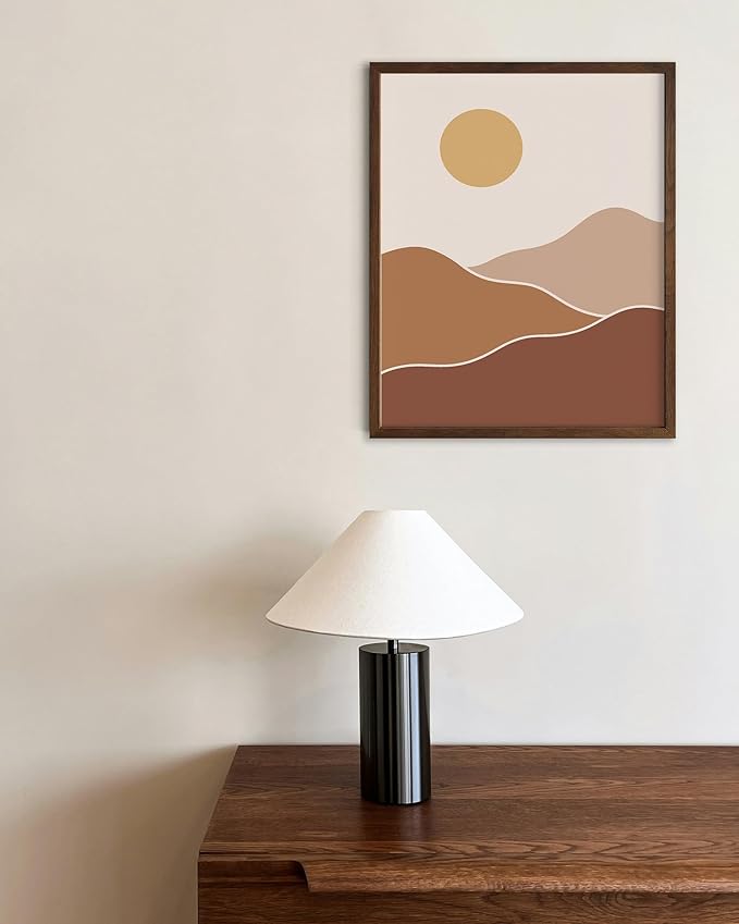 Organic Abstract Shapes Wall Art Minimalist Botanical Silhouette Earth Tones Terracotta Mid Century Modern 8x10 Inch Oak Wood Walnut Framed Scandi Boho Print for Home Office