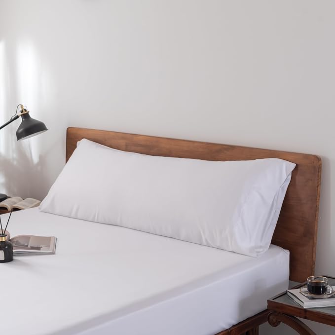 Pillowcases 100% Viscose Made from Bamboo Pillow Cases, Cooling, Luxuriously Soft, Envelope Closure, 300 Thread Count (White, Body 20"x54")