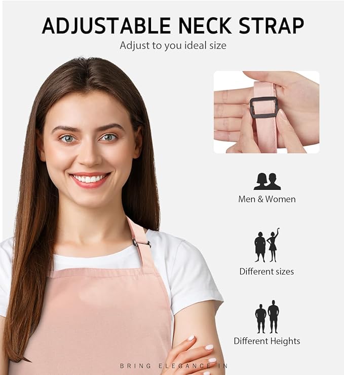 Syntus Apron for Men Women, Adjustable Cooking Kitchen Chef Aprons with 2 Pockets