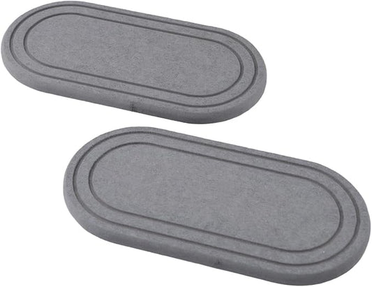 2PCS Diatomite Earth Sink Tray, Fast Drying Soap Dish with Striped Drainage Pad, Silicone Footed Kitchen Faucet Mat, Absorbent Stone Coaster(B)