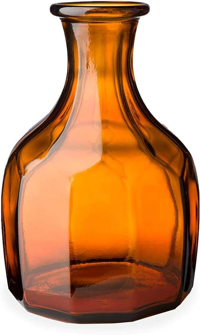 Vivaterra Handmade 100% Recycled Glass Vase from Spain | Amber | 7 Inches Diam x 12 Inches Tall | Modern Farmhouse Home Decor Accents | Table Flowers and Mantle Decoration