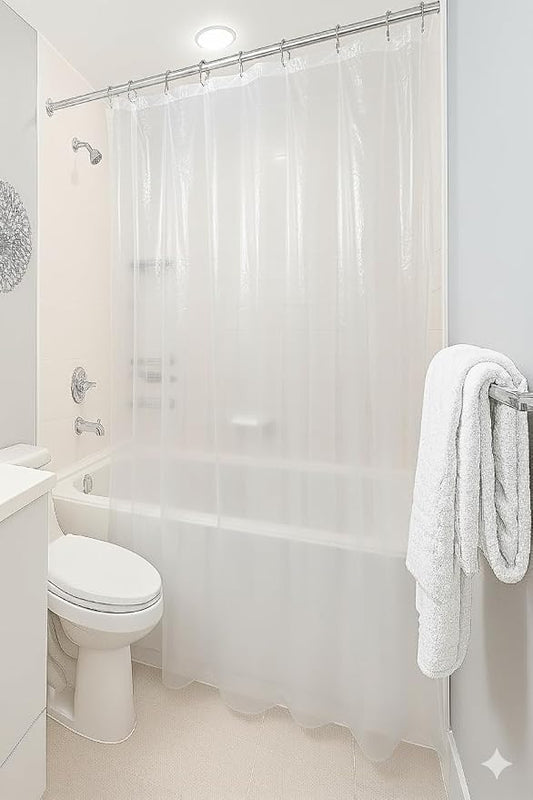 Dependable Industries inc. Essentials Vinyl Shower Curtain Liner 3 Guage Reinforced with 12 Metal Grommets Magnetized Bottom 70" x 72" Frosted Clear