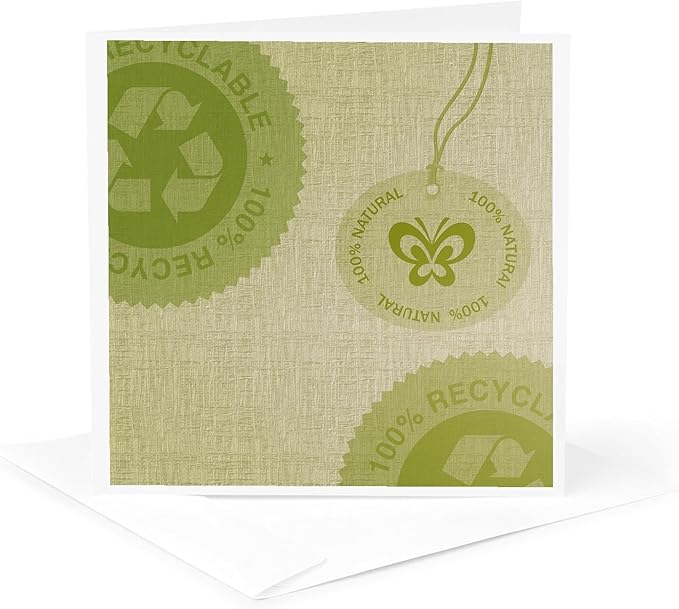 3dRose Green Natural Recycle earth friendly art 1 Greeting Card with envelope