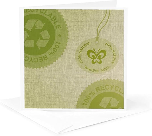 3dRose Green Natural Recycle earth friendly art 1 Greeting Card with envelope
