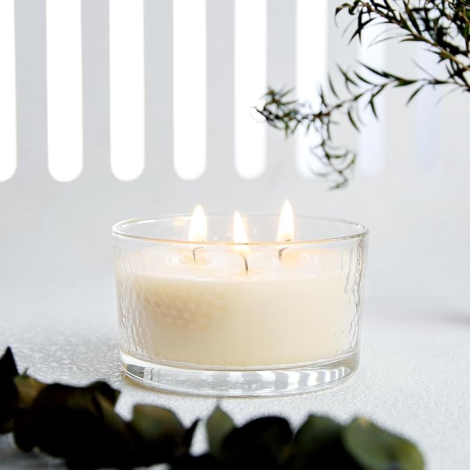3-Wick Beeswax Candles in Glass Jar, Natural Unscented Beeswax Candles - 22 Hour Burn Time, Handmade Candles for Party, Holidays Gift, Dinning (Pack of 2, White)