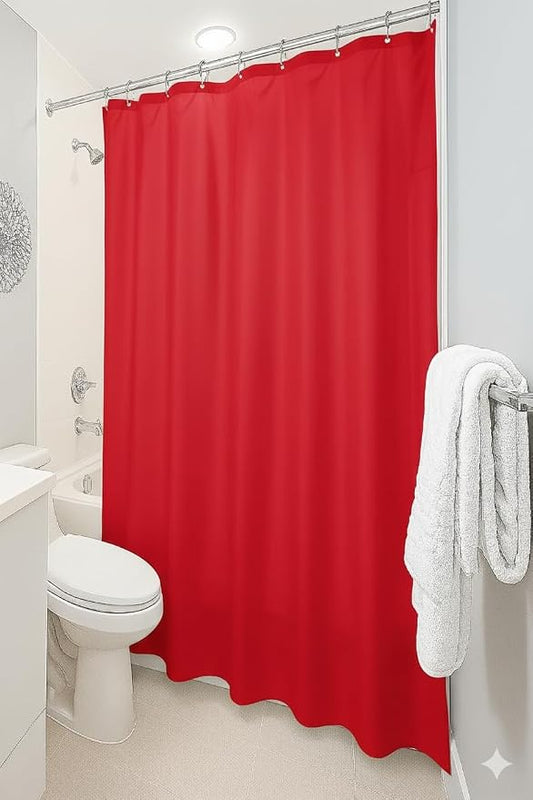 Dependable Industries inc. Essentials Bathroom Magnetized Shower Curtain Liner with Metal Grommets Waterproof (Red)