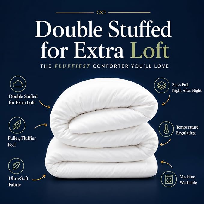 Lavish Comforts® Luxury Dark Blue Comforter | Navy Blue Duvet | Premium Bedding | Down Alternative Duvet Insert | Machine Washable Comforter | King 104" x 86"