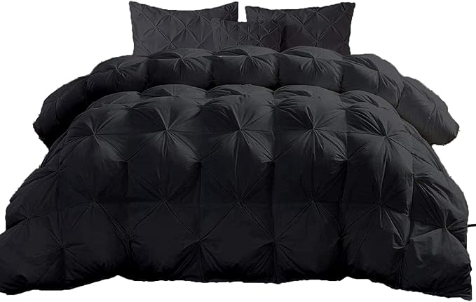 Hypoallergenic 1000-TC Pinch Pleated Down Alternative Comforter Grand King Size 106 x 106 Inches 1pc Comforter & 2 pcs Pillow Covers, 700 GSM & All Side Corner Tabs 100% Egyptian Cotton