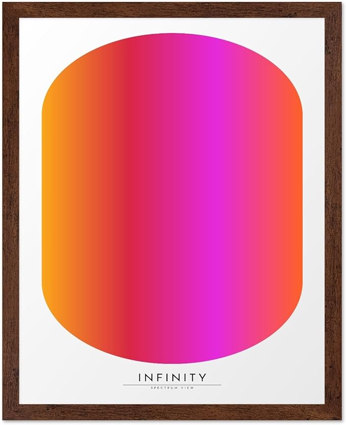 Monem Art Infinity Spectrum Gradient Print - Modern Geometric Abstract Poster - Wall Decor for Living Room, Bedroom or Office - 12x16 Brown Framed Wall Art by Rs Lab Studio