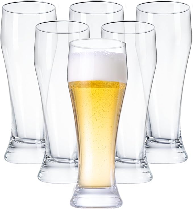 Wlasss Beer Glasses Set of 6,15 oz Glasses Drinking Set, Craft Pint Glasses for Freezer Supply Aroma Retention, Tall Beer Mug and Glassware,Unique Gifts for Christmas