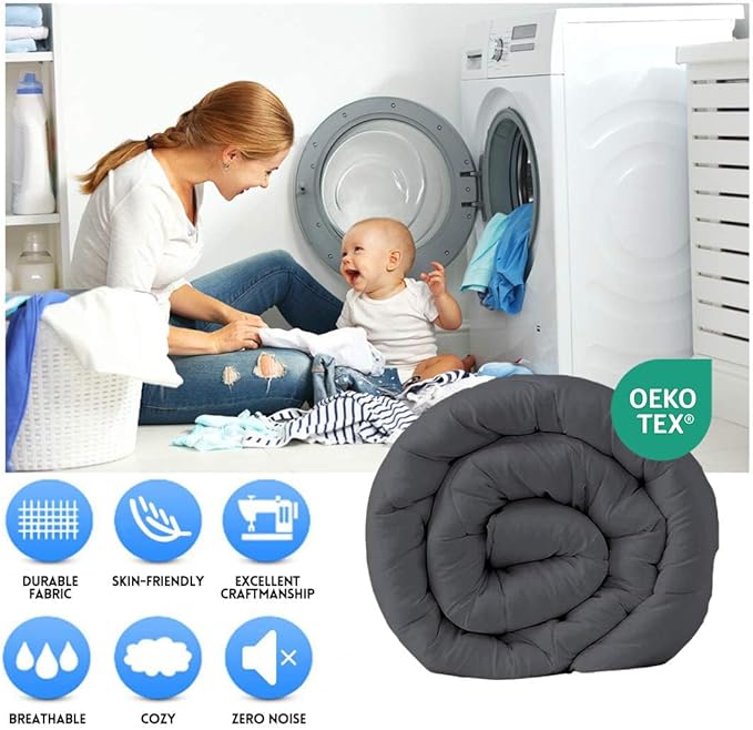 EASELAND Queen Size Down Alternative Comforter - Quilted Duvet Insert for All Seasons, Soft Lightweight with Corner Tabs, Summer Winter Warm Bedding, Dark Grey 88×88 Inches