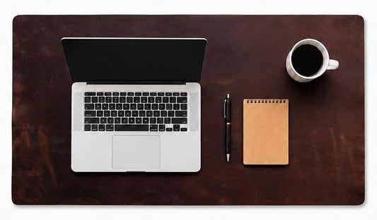 Genuine Leather Desk Pad, Office Desk Mat, Large Desk Blotter, Desk Protector, and Mouse Pad – 31.5" x 15.75" (1.8-2.0 mm) Mocha, Waterproof, Premium Quality for Desk Surface Protection and Comfort.