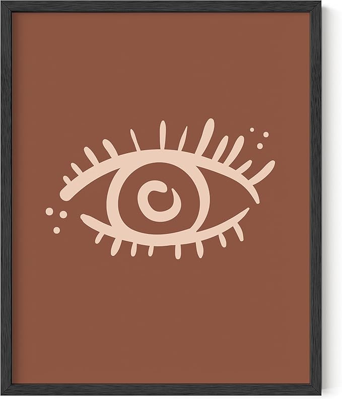 Y2K BOO Mystical Evil Eye UNFRAMED Wall Art Nazar Protection Symbol Earth Tones Terracotta Mid Century Modern 8x10 Inch Heavyweight Paper Boho Spiritual Decor