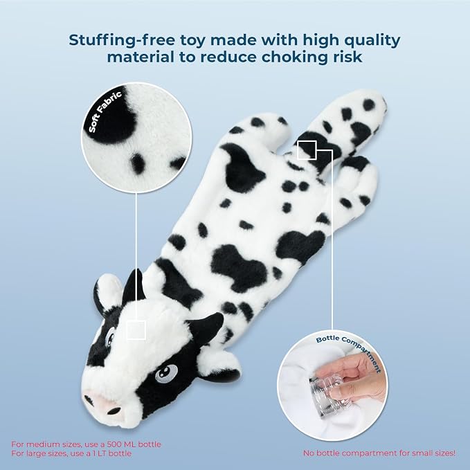 Best Pet Supplies Squeaky Dog Toys with Soft Durable Fabric for Small, Medium and Large Pets Interactive Toy for Indoor Play, Supports Active Biting and Play - Cow, Small