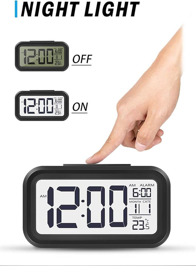 TXY LED Digital Alarm Clock Backlight Snooze Mute Calendar Desktop Electronic Bcaklight Table Clocks Desktop Clock (Black)