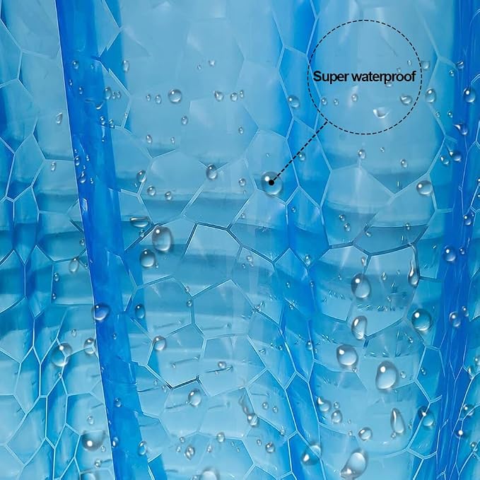 Plastic Shower Liner - Premium EVA 4G Shower Curtain Liner with Rustproof Grommets and 3 Weighted Magnets, Waterproof Shower Curtains for Bathroom (3D Water Cube - Blue, 72" x 72")