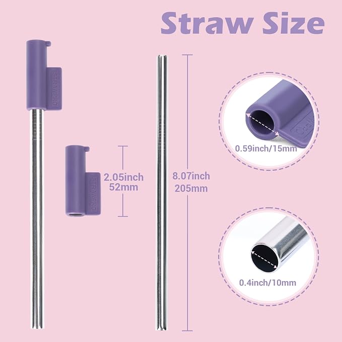 Jetstop Straw Kit Compatible with Brumate Era 40 oz - 2 Stainless Steel Straws with Silicone Straw Connectors, Sealing Rings & Cleaning Brushes - Reusable Accessories for Brümate Tumbler