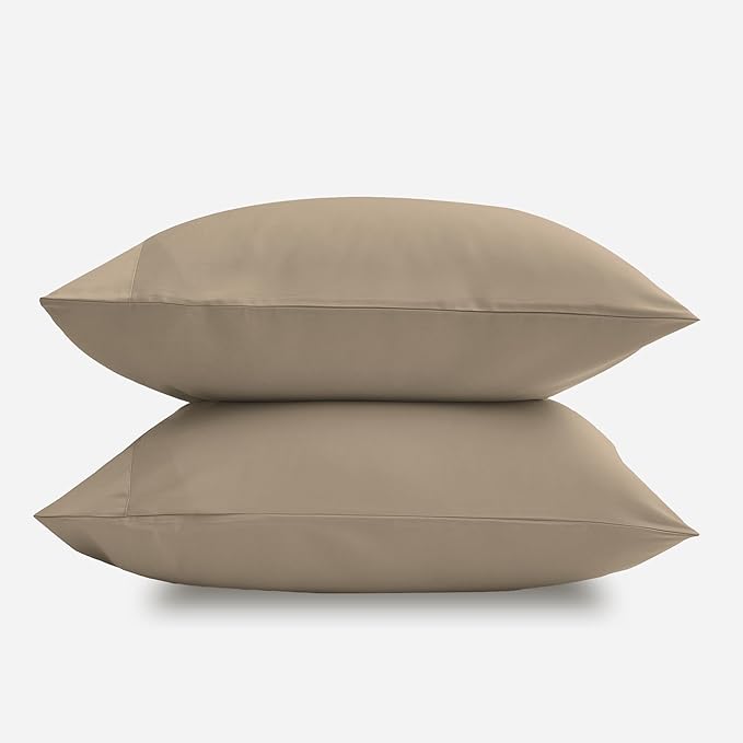 DOZ Pillowcase Set, 100% Viscose derived from Bamboo, Organically Grown, Buttery Soft, Silky, Breathable, Cooling, Oeko-TEX, High GSM, 2-Pack, Envelope Closure (King, Dune)