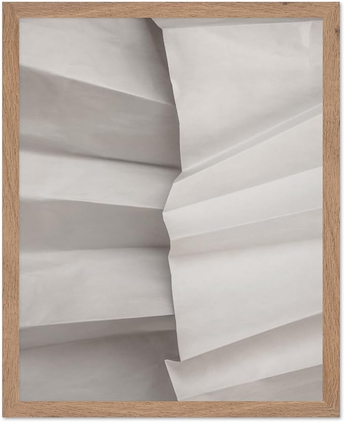 Monem Art Minimalist Folded Paper Texture Print - Neutral Abstract Modern Art Poster - Wall Decor for Living Room, Bedroom or Office - 16x20 Beige Framed Wall Art by Mareike Bohmer