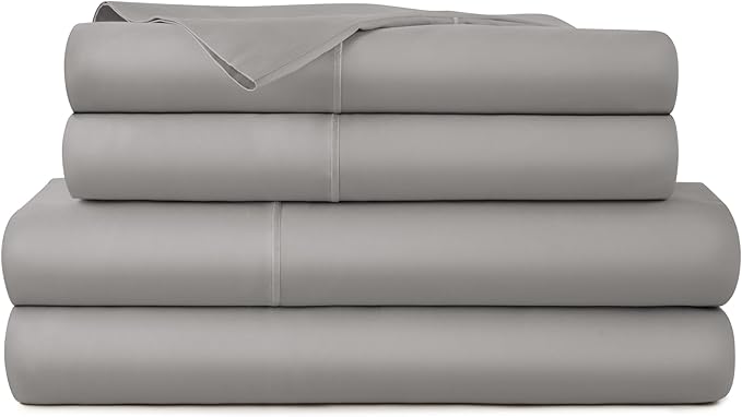 100% Organic Cotton Sheets Twin Size - GOTS Certified Organic Bed Sheets with Deep Pocket 300 Thread Count & Cozy Sateen Weave Gets Softer with Each Wash - Luxury 3 Piece Set (Stone, Twin)