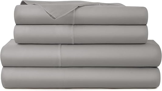 100% Organic Cotton Sheets Queen Size - GOTS Certified Organic Bed Sheets with Deep Pocket 300 Thread Count & Cozy Sateen Weave Gets Softer with Each Wash - Luxury 4 Piece Set (Stone, Queen)