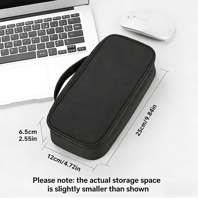 Teskyer Tech Organizer Pouch – Portable Waterproof Electronics Bag with Compartments for Cables, Chargers, Earbuds & Phone (Black)
